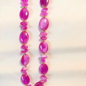 Vintage Hot PInk & Gold Beaded Necklace